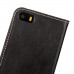 iPhone SE 5 5s - First Grade Genuine Leather Flip Wallet Protecive Phone Cover Case - Brown